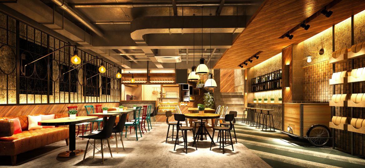 3d render cafe restaurant